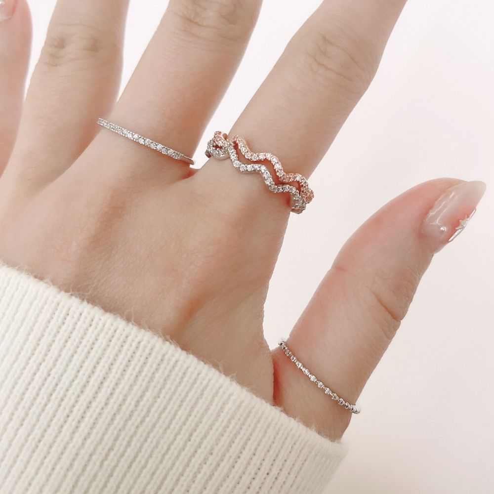 [925 Silver] Line Star Double Layered Ring (2 Colors) 