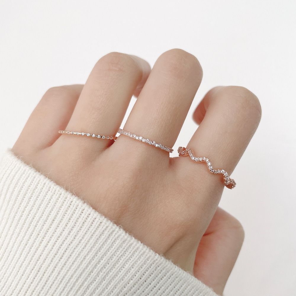 [925 Silver] Line Star Double Layered Ring (2 Colors) 