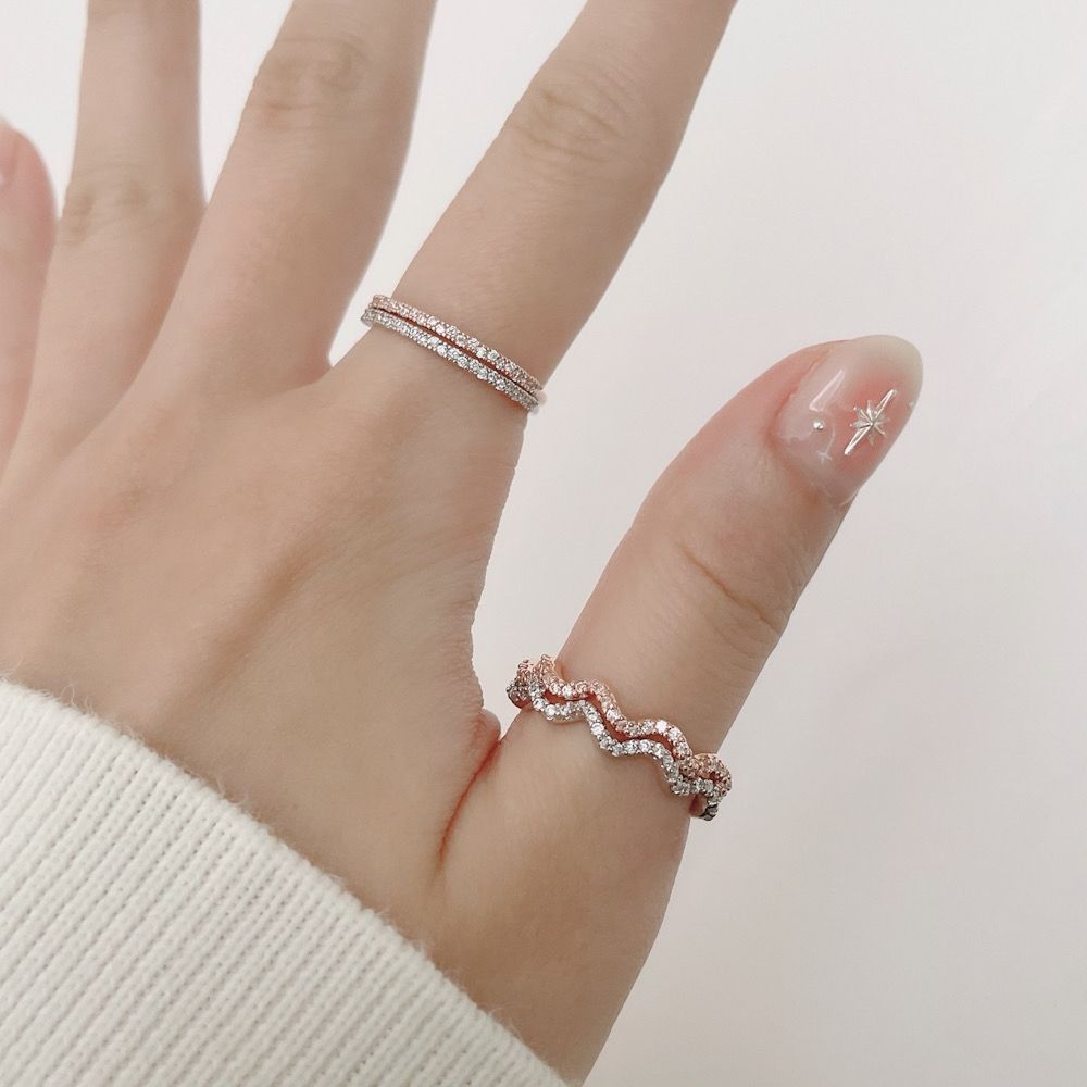 [925 Silver] Line Star Double Layered Ring (2 Colors) 