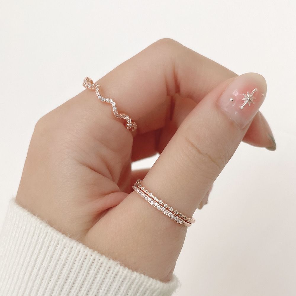 [925 Silver] Line Star Double Layered Ring (2 Colors) 