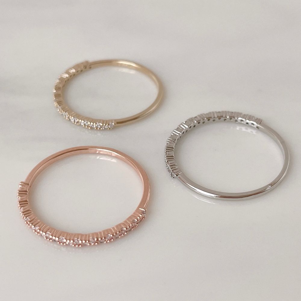 [925 Silver] Line Star Double Layered Ring (2 Colors) 