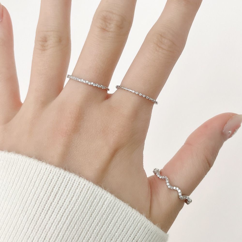 [925 Silver] Line Star Double Layered Ring (2 Colors) 