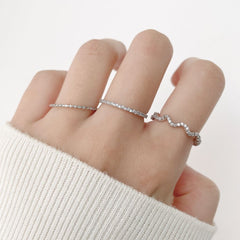 [925 Silver] Line Star Double Layered Ring (2 Colors) 