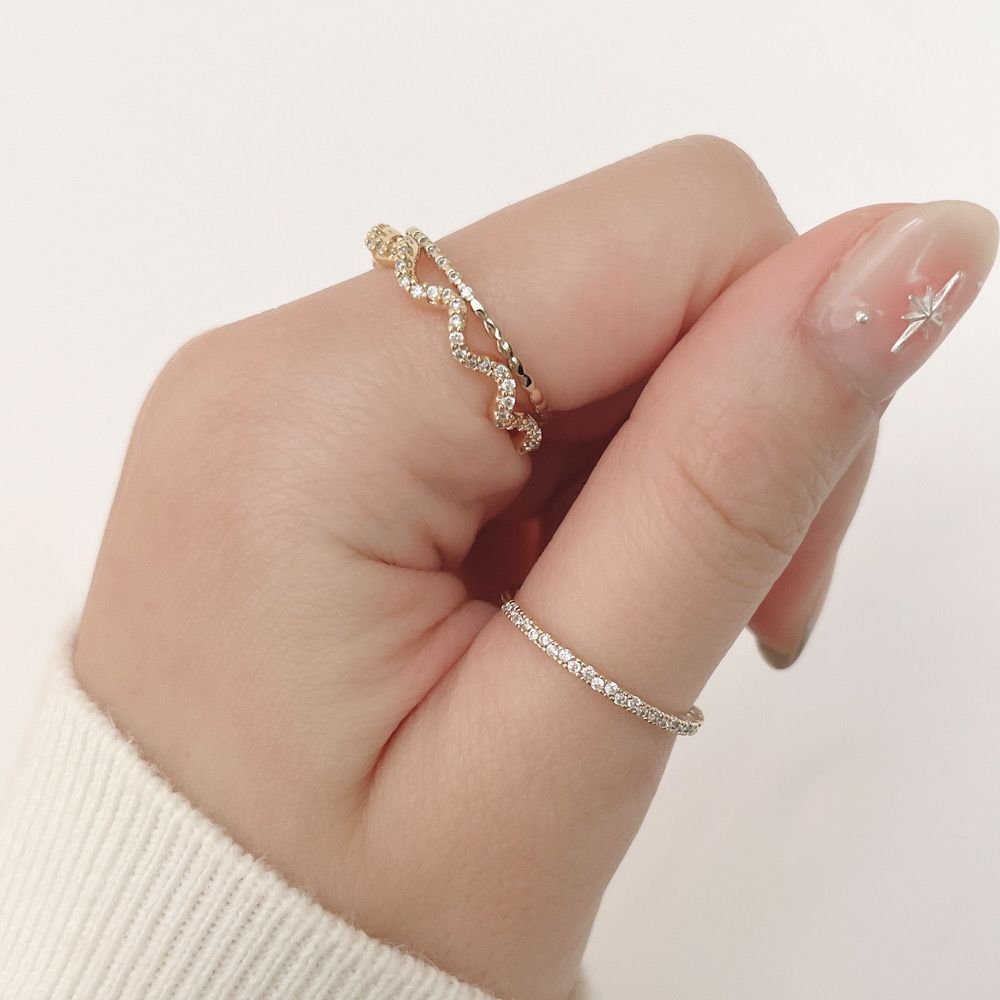 [925 Silver] Line Star Double Layered Ring (2 Colors) 