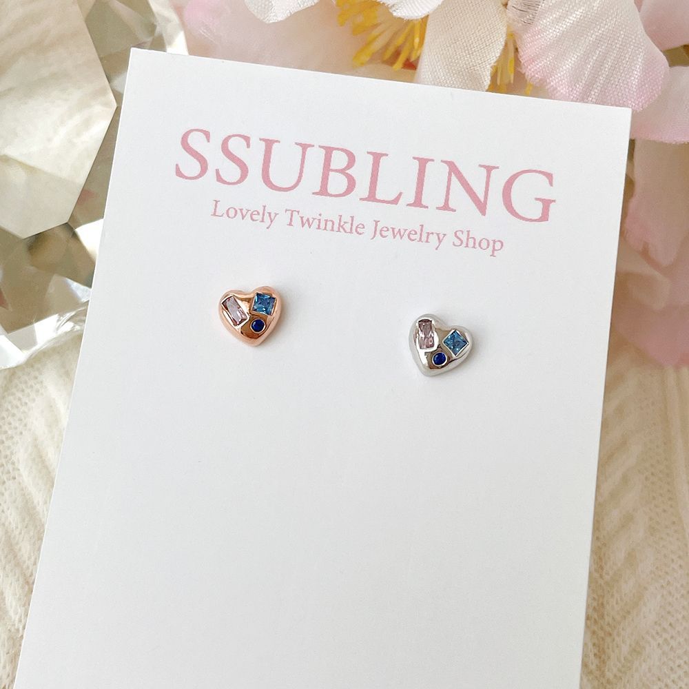[サージカル]ブルーストーン ハートピアス (2Color) 16G ミニハート ボディピアス 軟骨ピアス