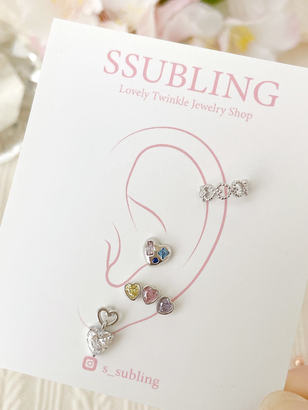 [サージカル]ブルーストーン ハートピアス (2Color) 16G ミニハート ボディピアス 軟骨ピアス