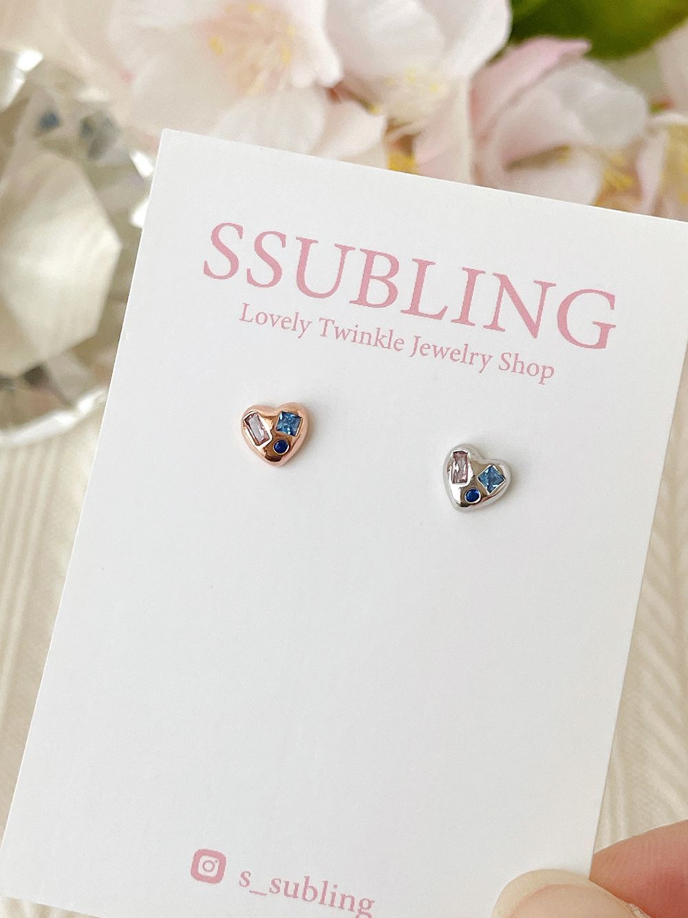 [サージカル]ブルーストーン ハートピアス (2Color) 16G ミニハート ボディピアス 軟骨ピアス