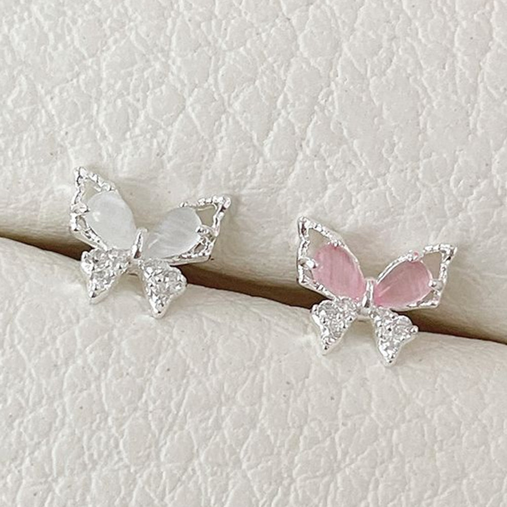 [925 Silver]バタフライピアス ピンク ホワイト インナーコンク 軟骨ピアス 20G