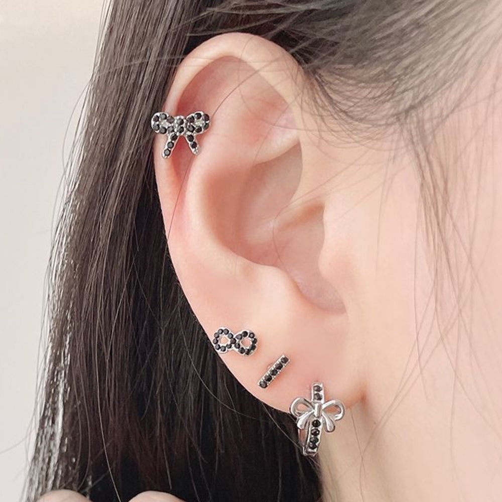 サージカル]リボン＆インフィニティ キュービックバーベルピアス