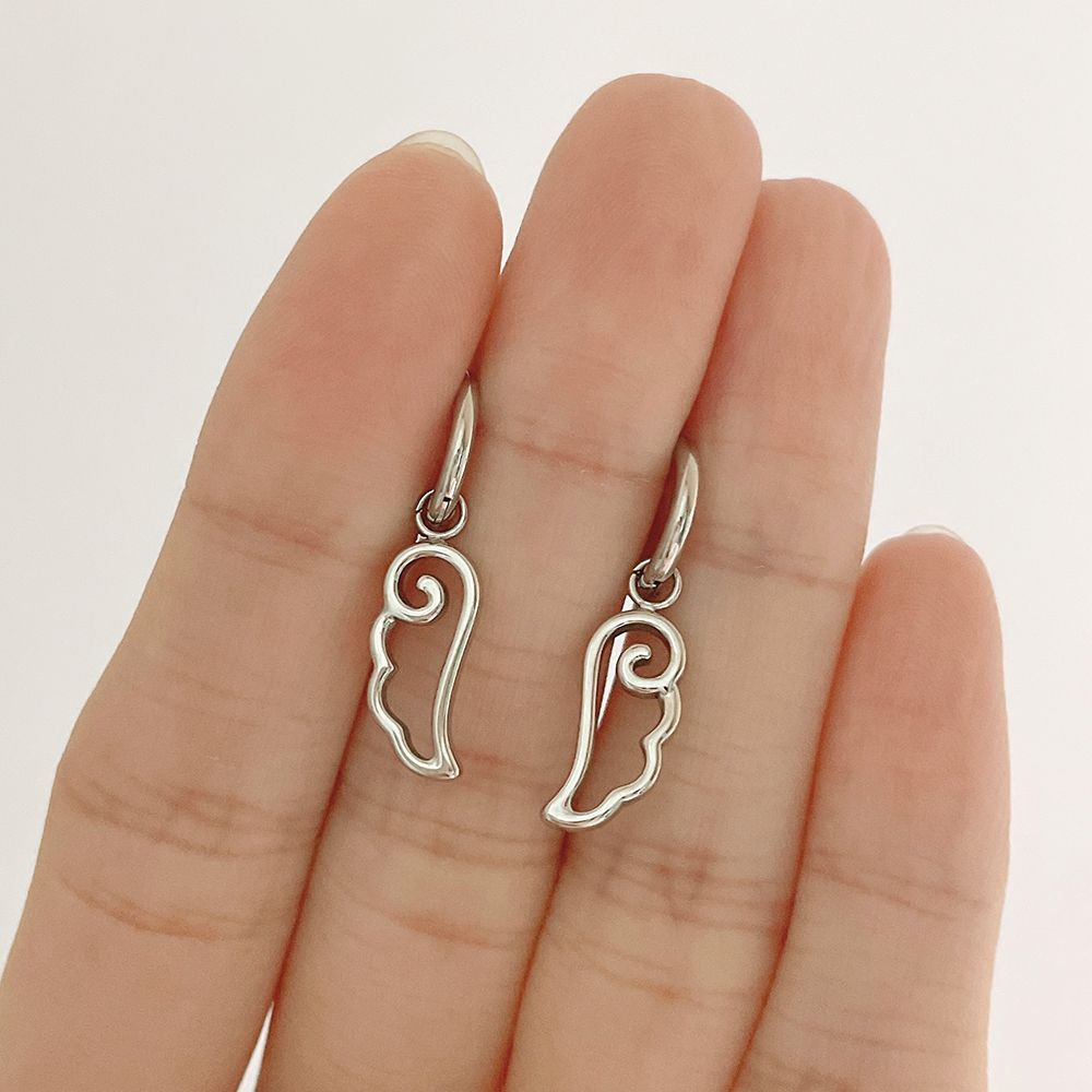 エンジェルウィング チャーム ワンタッチリングピアス 両耳用