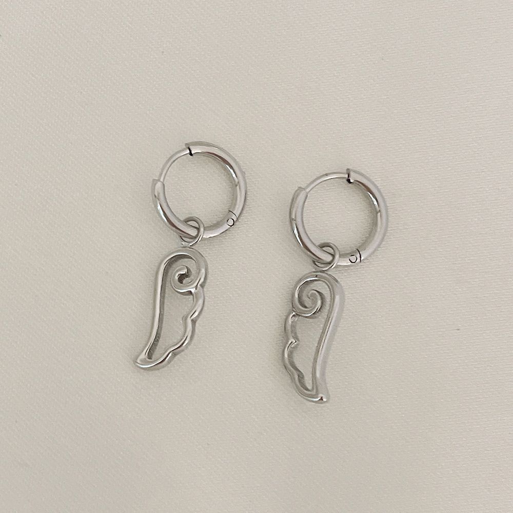 エンジェルウィング チャーム ワンタッチリングピアス 両耳用