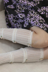 mini flower half stocking (beige) タイツ/ストッキング - 4MiLi (フォーミリ)