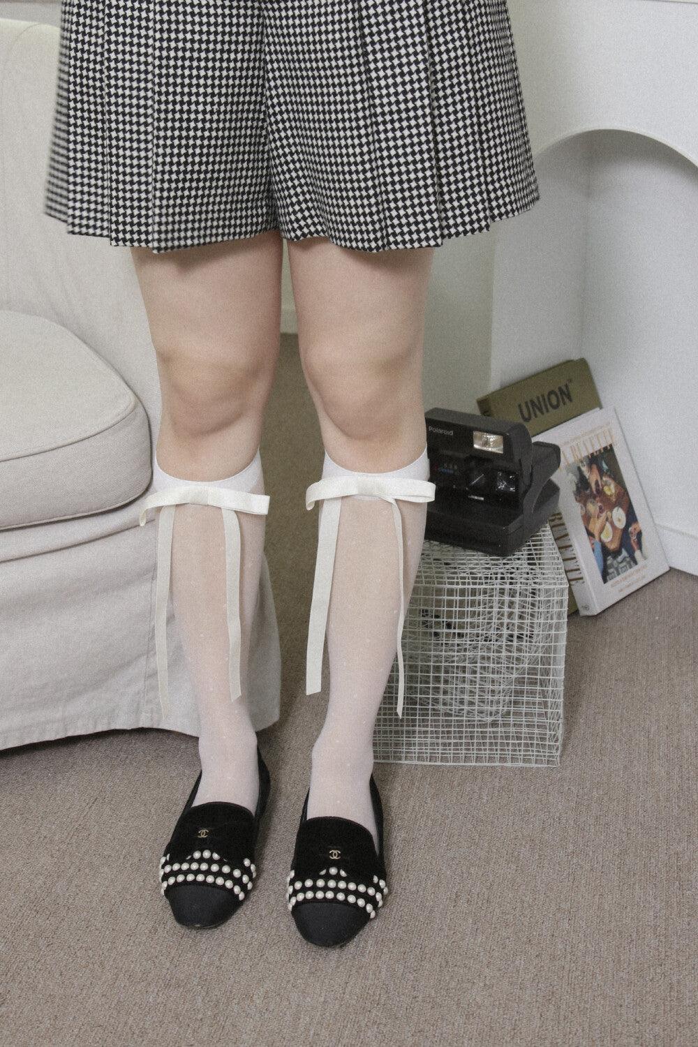 dot ribbon half stockings (2colors) タイツ/ストッキング - 4MiLi (フォーミリ)