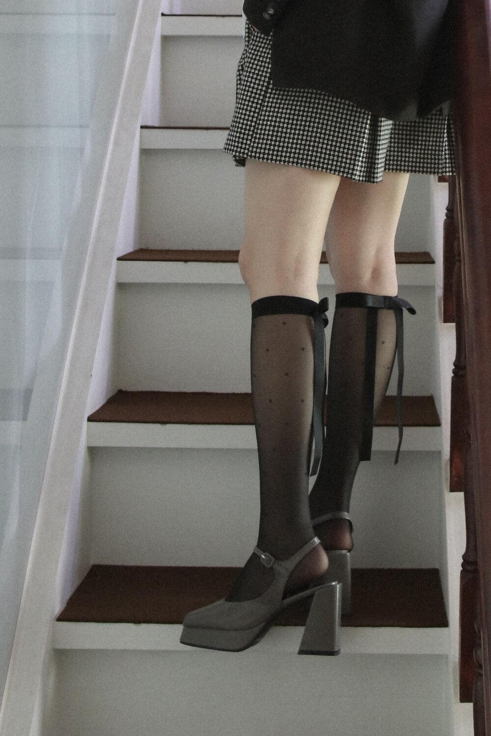 dot ribbon half stockings (2colors) タイツ/ストッキング - 4MiLi (フォーミリ)