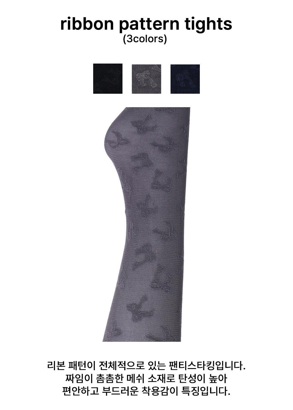 ribbon pattern tights (3colors) タイツ/ストッキング - 4MiLi (フォーミリ)
