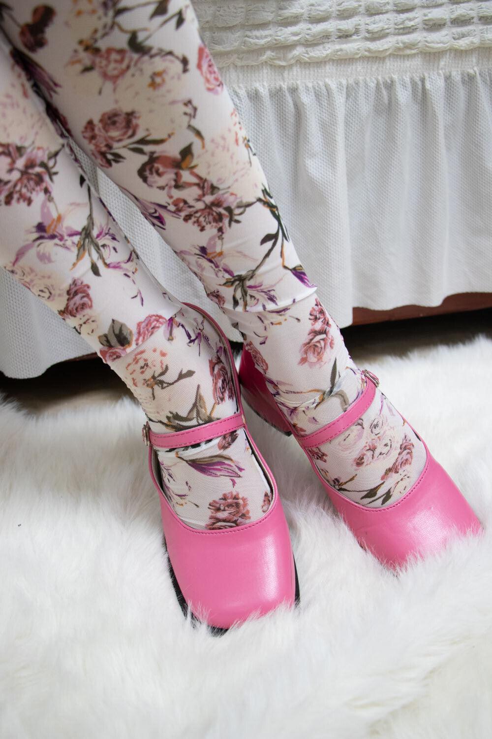flower pattern stocking socks (3colors) ソックス/靴下 - 4MiLi (フォーミリ)