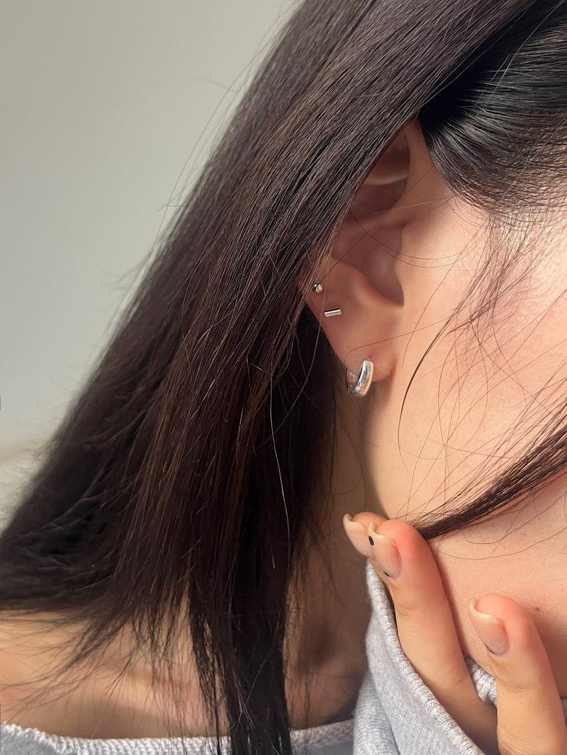 [925 Silver] シンプル スティック ピアス (2Type) 18G ボディピアス キャッチ ピアッシング 軟骨ピアス