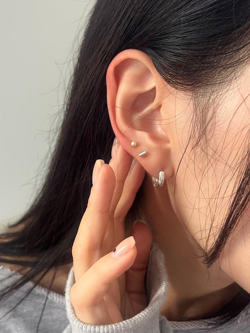 [925 Silver] シンプル スティック ピアス (2Type) 18G ボディピアス キャッチ ピアッシング 軟骨ピアス