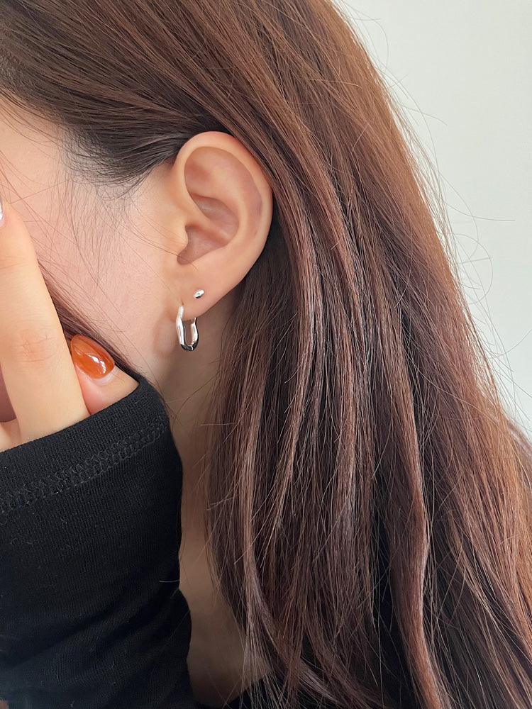 [925 Silver] カット ペブル ピアス (2Type) 18G ボディピアス キャッチ ピアッシング 軟骨ピアス