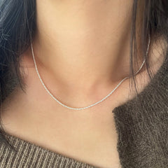 [925 Silver] สร้อยคอโซ่ตัดเกล็ดหิมะแวววาว (2 สี) 