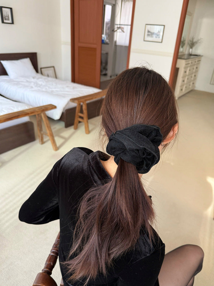 กลิตเตอร์มุก Scrunchie (3 สี) ยางรัดผม เครื่องประดับผม Volume Large Shiny Hair clip ยางรัดผม ผู้ใหญ่ น้ำหนักเบา