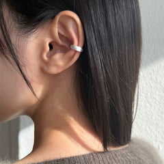 [925 Silver] Matte Bold Ring Ear Cuff 