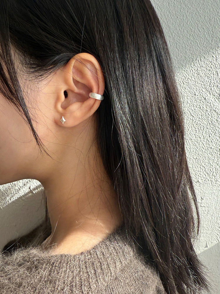 [925 Silver] Matte Bold Ring Ear Cuff 