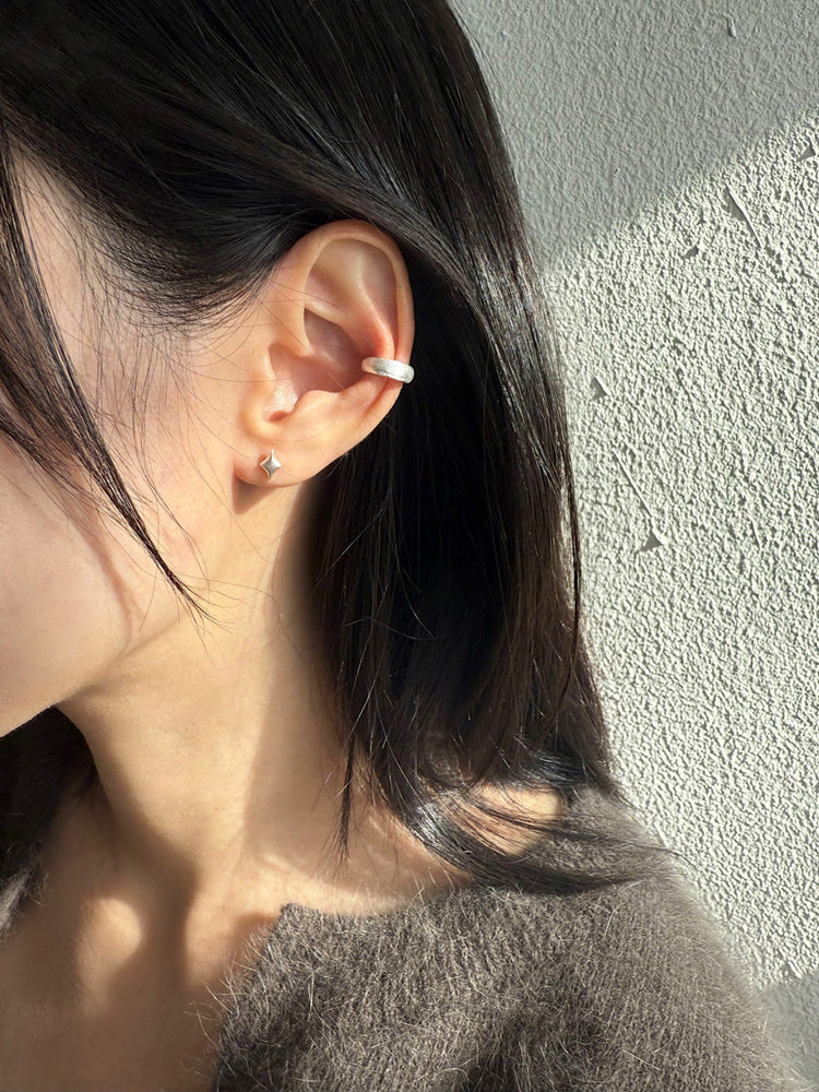 [925 Silver] Matte Bold Ring Ear Cuff 