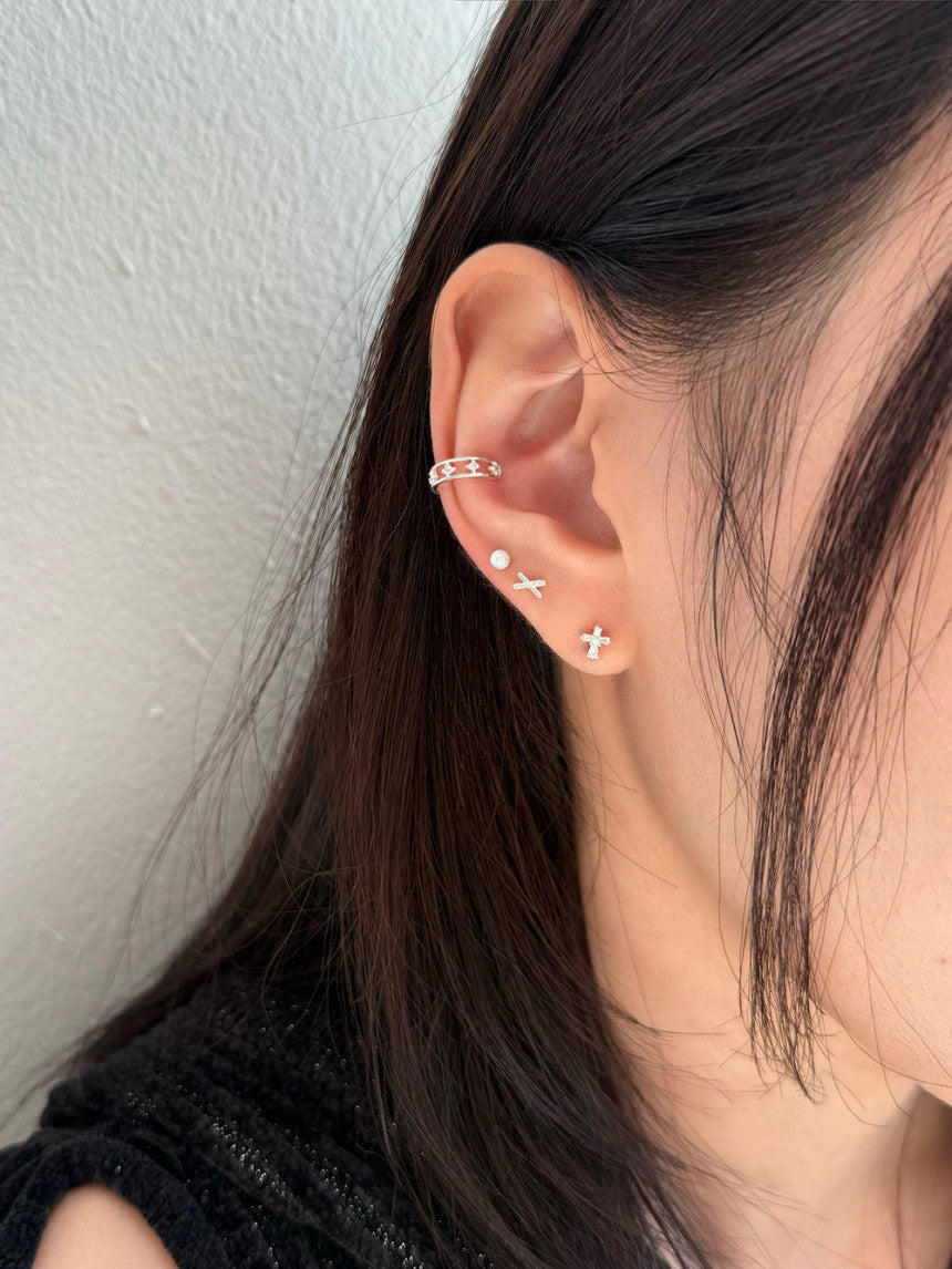 [925 Silver]エックス X ライン ピアス (2Type) 20G ボディピアス キャッチ ピアッシング 軟骨ピアス