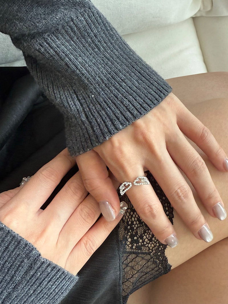 [925 Silver] Triple Cubic Sparkling Ring