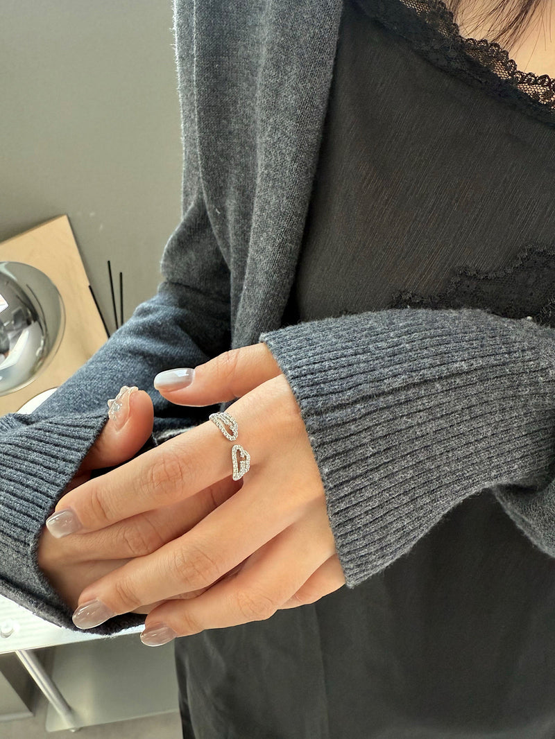 [925 Silver] Triple Cubic Sparkling Ring