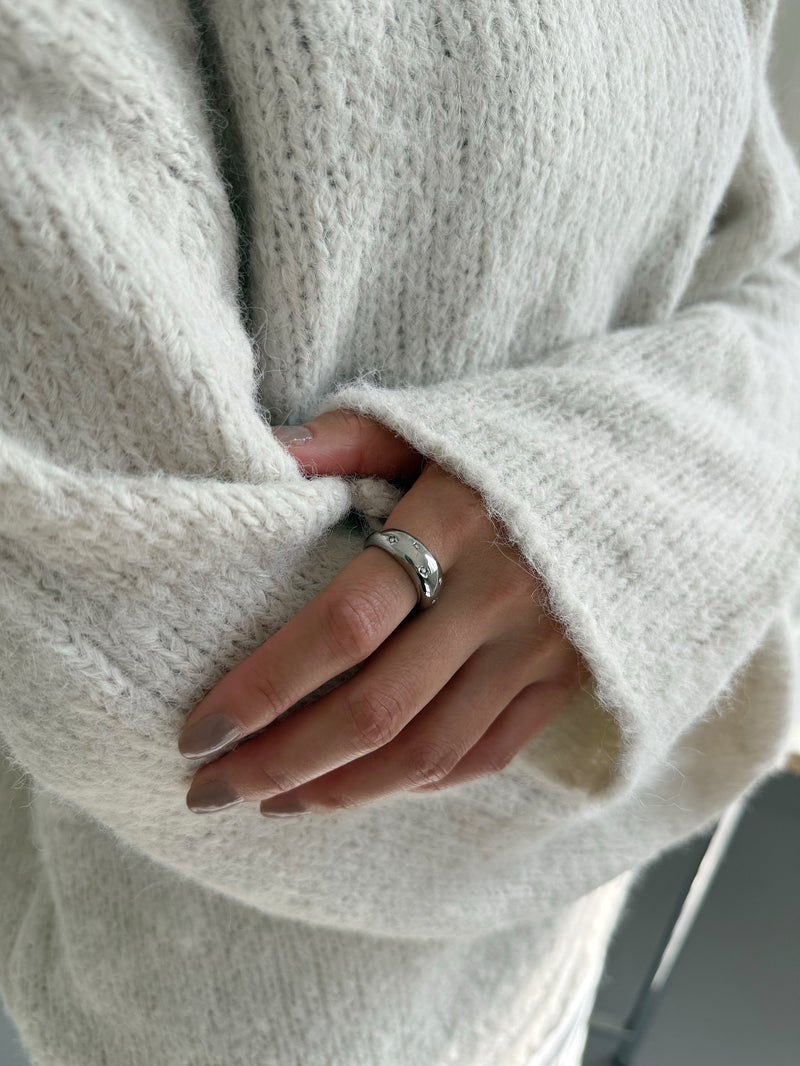 [925 เงิน] แหวนเพชรประกาย 3 เหลี่ยม