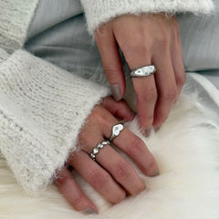 [925 Silver] Triple Cubic Sparkling Ring