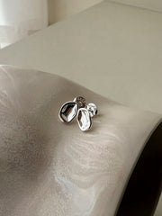 [925 Silver] Rough Wave Line One-Touch Ring Earrings for Both Ears 