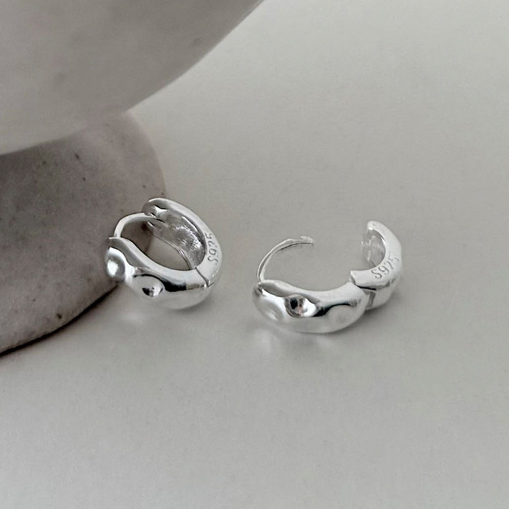 [925 Silver]バンピーテクスチャー ワンタッチリングピアス 両耳用 シルバー925 ピアス 大人 ピアス