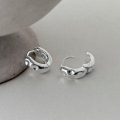 [925 Silver]バンピーテクスチャー ワンタッチリングピアス 両耳用 シルバー925 ピアス 大人 ピアス