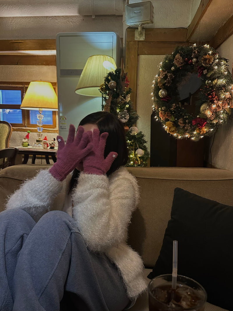 スター ポイント アンゴラ風 スマホ対応 フィンガーレス手袋（2色）アンゴラ手袋 / スマホ対応手袋 / フィンガーレス手袋 / 指なし手袋