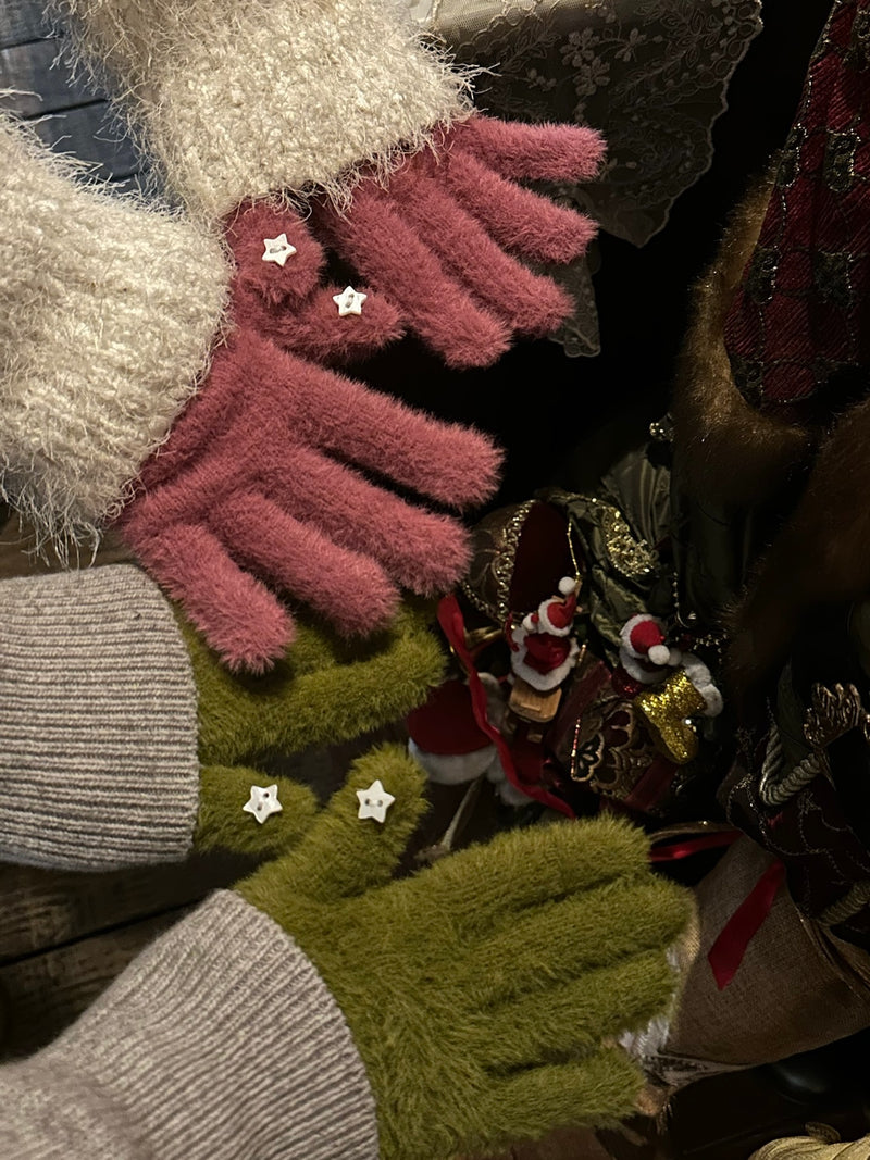 スター ポイント アンゴラ風 スマホ対応 フィンガーレス手袋（2色）アンゴラ手袋 / スマホ対応手袋 / フィンガーレス手袋 / 指なし手袋