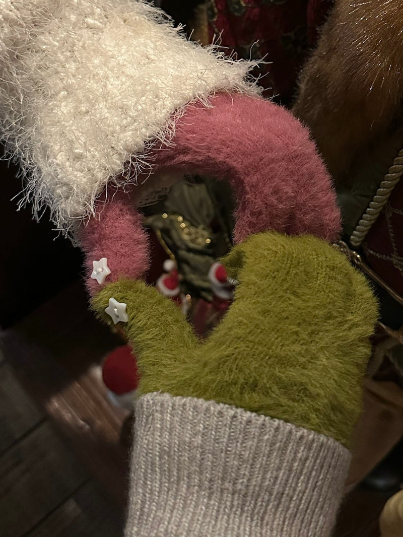 スター ポイント アンゴラ風 スマホ対応 フィンガーレス手袋（2色）アンゴラ手袋 / スマホ対応手袋 / フィンガーレス手袋 / 指なし手袋