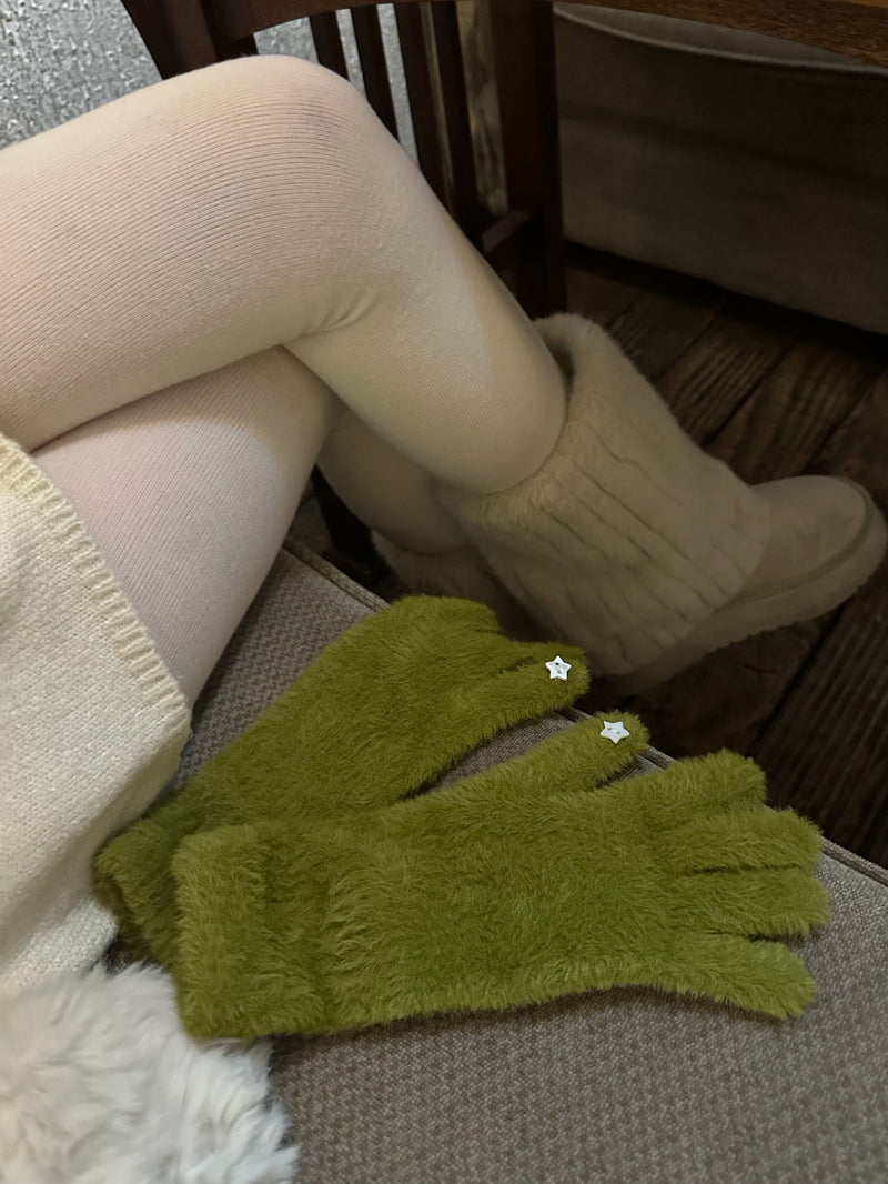 スター ポイント アンゴラ風 スマホ対応 フィンガーレス手袋（2色）アンゴラ手袋 / スマホ対応手袋 / フィンガーレス手袋 / 指なし手袋