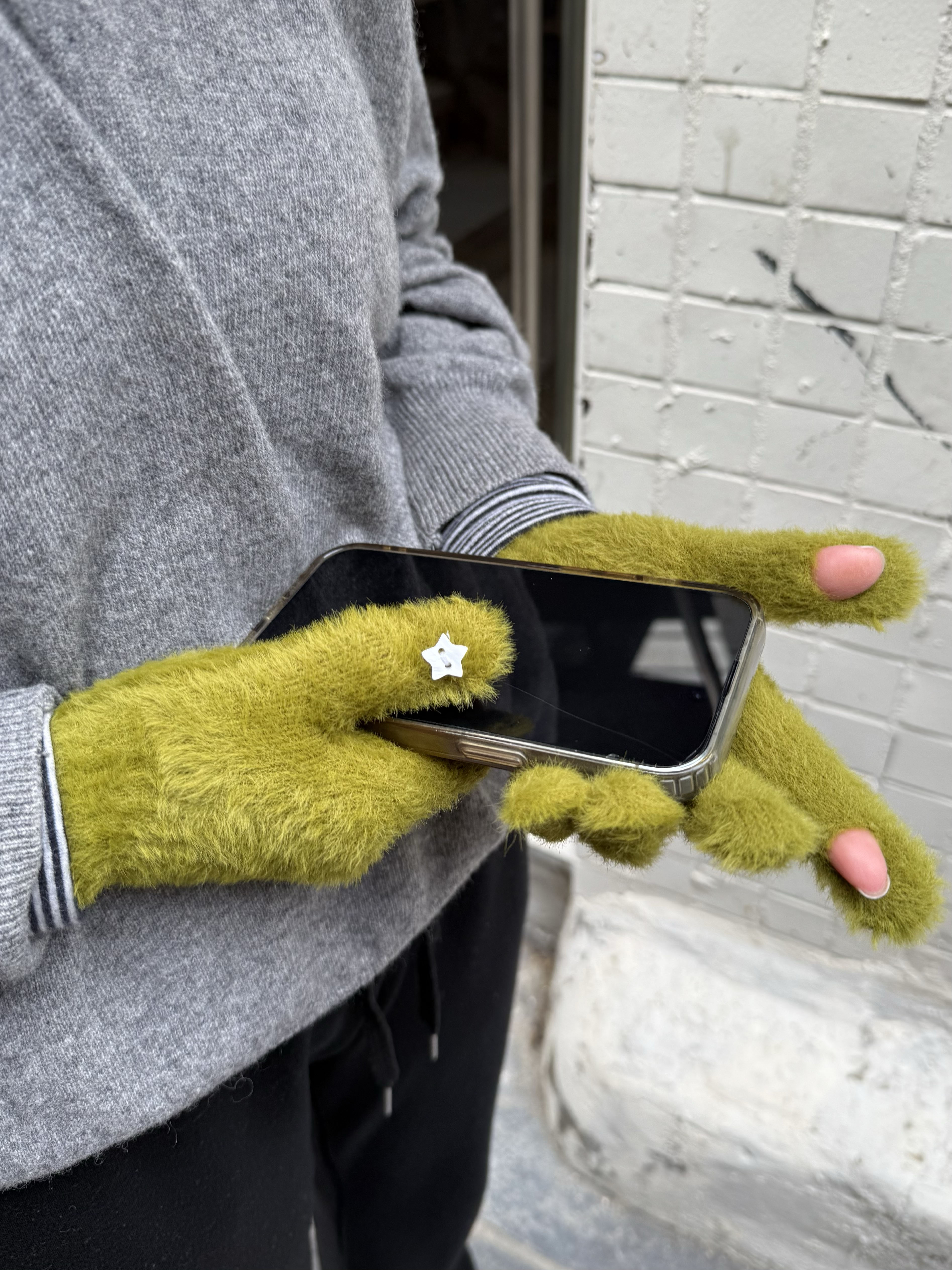 スター ポイント アンゴラ風 スマホ対応 フィンガーレス手袋（2色）アンゴラ手袋 / スマホ対応手袋 / フィンガーレス手袋 / 指なし手袋