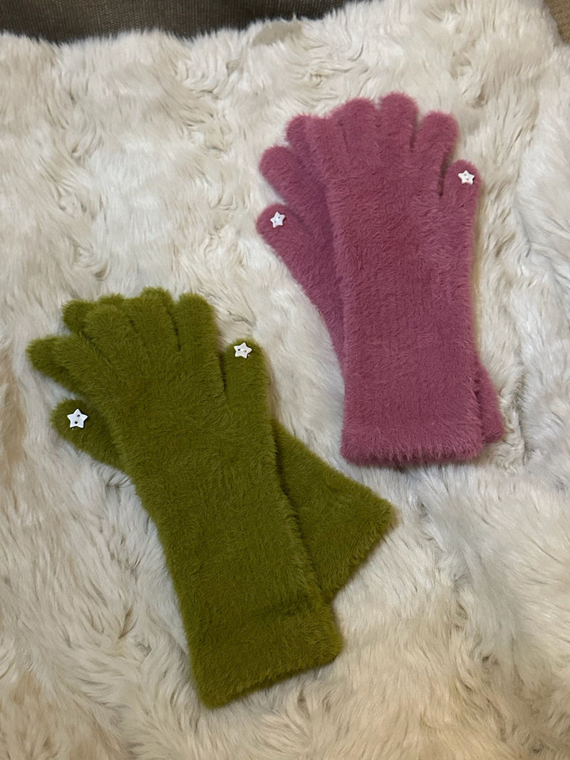 スター ポイント アンゴラ風 スマホ対応 フィンガーレス手袋（2色）アンゴラ手袋 / スマホ対応手袋 / フィンガーレス手袋 / 指なし手袋