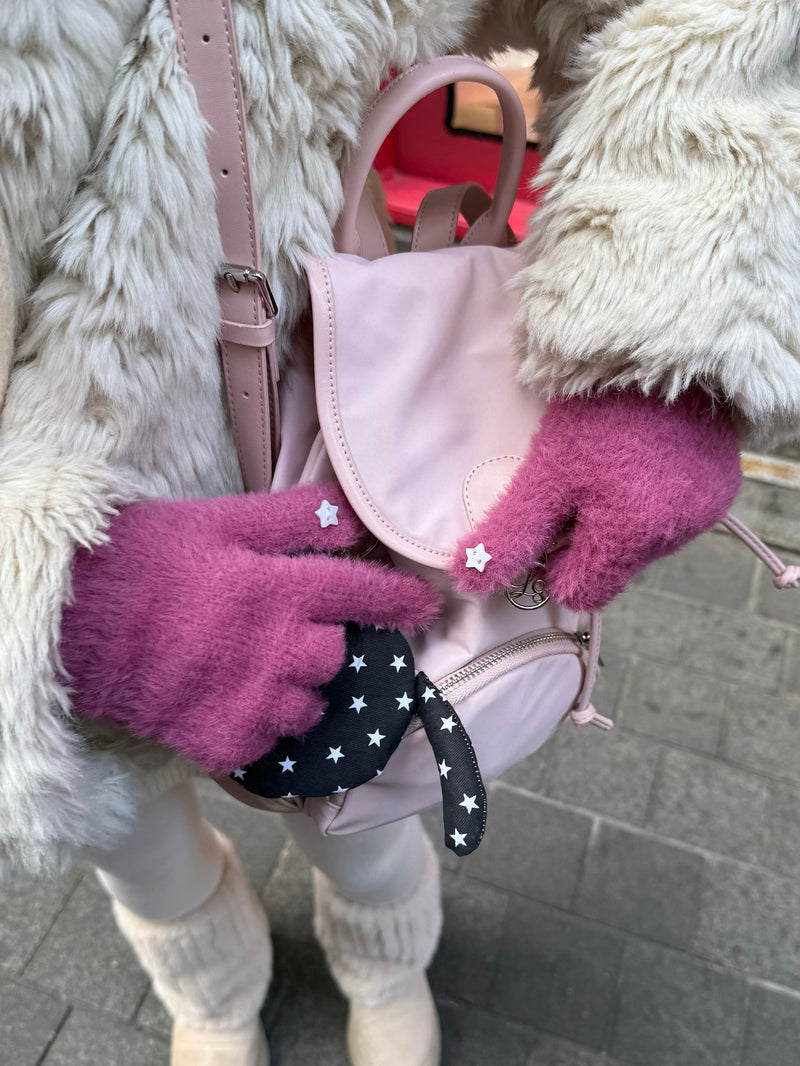 スター ポイント アンゴラ風 スマホ対応 フィンガーレス手袋（2色）アンゴラ手袋 / スマホ対応手袋 / フィンガーレス手袋 / 指なし手袋