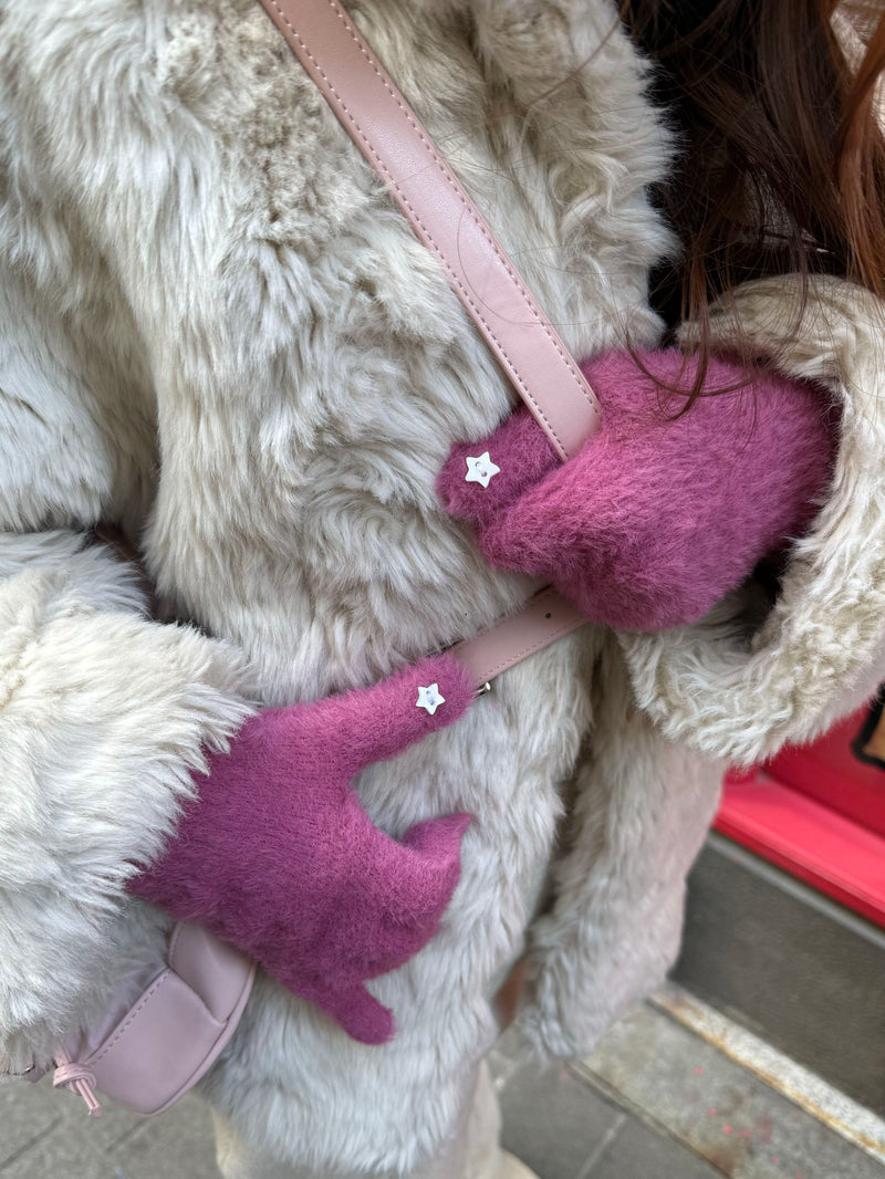 スター ポイント アンゴラ風 スマホ対応 フィンガーレス手袋（2色）アンゴラ手袋 / スマホ対応手袋 / フィンガーレス手袋 / 指なし手袋