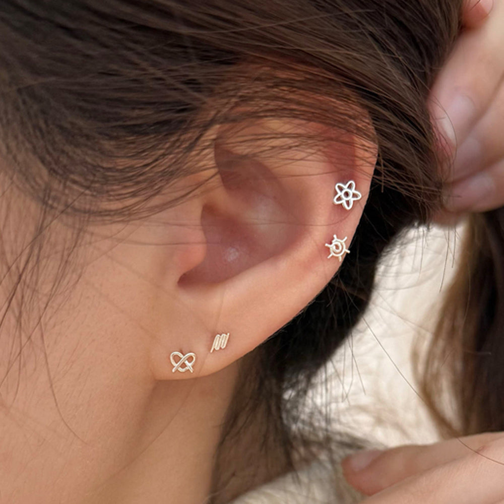 [925 Silver] เจาะ X-Line (2 แบบ) 20G เจาะร่างกาย เจาะหลัง เจาะกระดูกอ่อน 