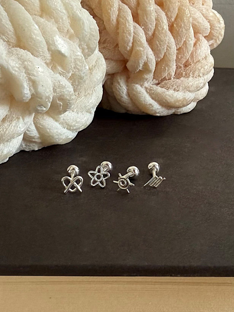 [925 Silver] เจาะ X-Line (2 แบบ) 20G เจาะร่างกาย เจาะหลัง เจาะกระดูกอ่อน 