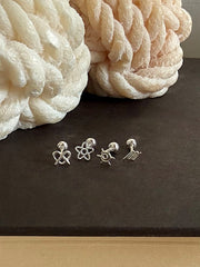 [925 Silver] เจาะ X-Line (2 แบบ) 20G เจาะร่างกาย เจาะหลัง เจาะกระดูกอ่อน 