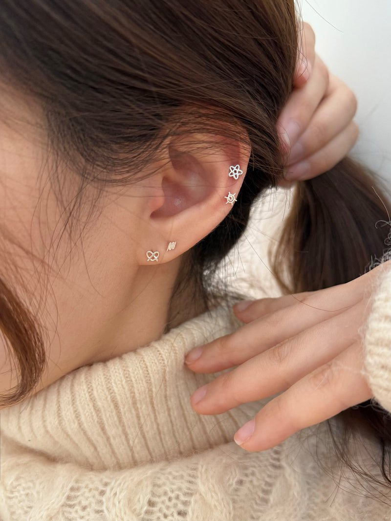 [925 Silver] เจาะ X-Line (2 แบบ) 20G เจาะร่างกาย เจาะหลัง เจาะกระดูกอ่อน 