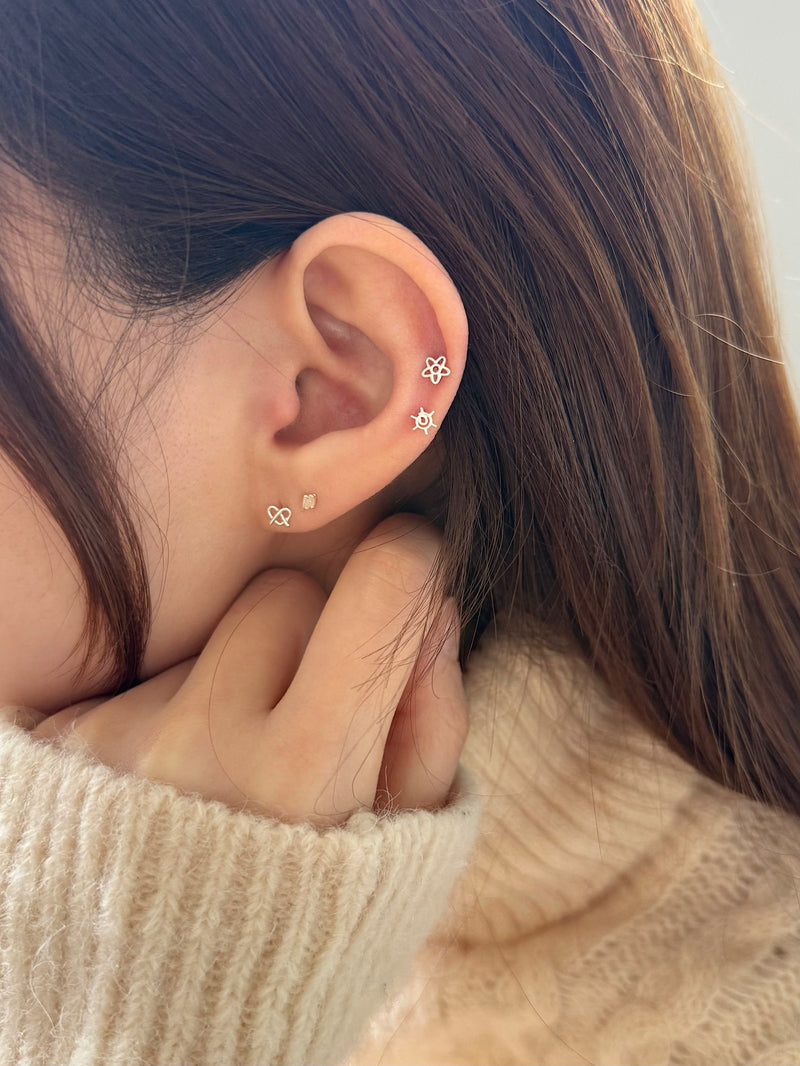 [925 Silver] เจาะ X-Line (2 แบบ) 20G เจาะร่างกาย เจาะหลัง เจาะกระดูกอ่อน 