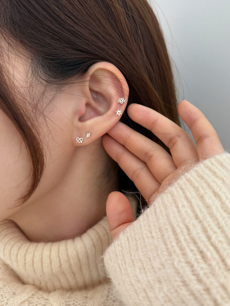 [925 Silver] เจาะ X-Line (2 แบบ) 20G เจาะร่างกาย เจาะหลัง เจาะกระดูกอ่อน 